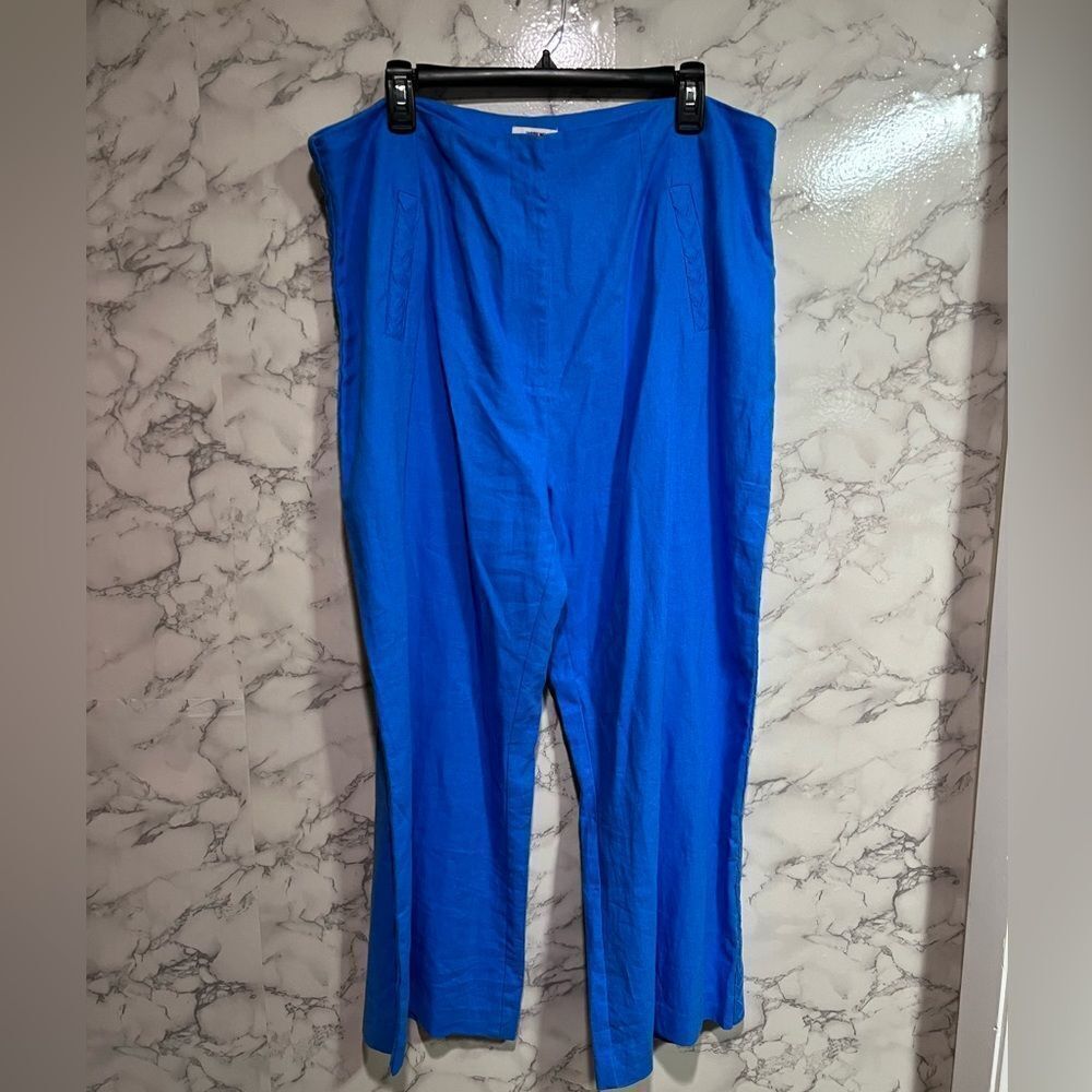 Jason Wu - Aqua Blue Linen Blend Braided
Trim Pants Sz 12